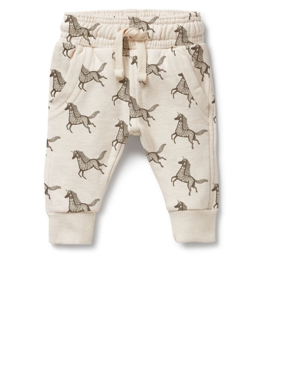Cream Unicorn-Print Baby Jogger Pants